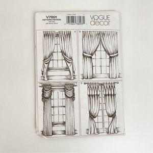 UNCUT VOGUE V7891 Sewing Pattern Pack Window Treatment Decor Style Patterns